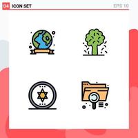 Modern Set of 4 Filledline Flat Colors and symbols such as badge circle environment apple tree magic Editable Vector Design Elements