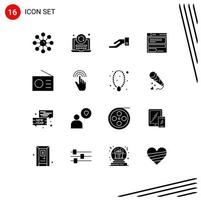 16 Thematic Vector Solid Glyphs and Editable Symbols of gadgets code coding computing file Editable Vector Design Elements