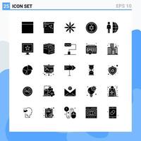 Set of 25 Commercial Solid Glyphs pack for staff outsource decoration internet magic Editable Vector Design Elements