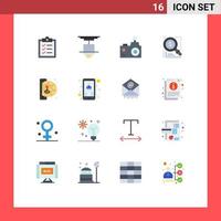 Set of 16 Modern UI Icons Symbols Signs for solution magnifer camera dollar photography Editable Pack of Creative Vector Design Elements