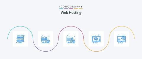 Web Hosting Blue 5 Icon Pack Including cloud. storage. web server. computer. domain vector