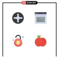 Pictogram Set of 4 Simple Flat Icons of cross financial internet website security Editable Vector Design Elements