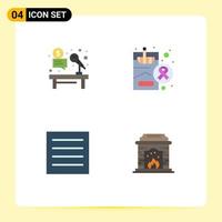 4 Universal Flat Icons Set for Web and Mobile Applications microphone care hammer health dry Editable Vector Design Elements