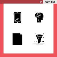 paquete de iconos de vector de stock de 4 signos y símbolos de línea para documentos de teléfono elementos de diseño de vector editables de página de juegos de Android