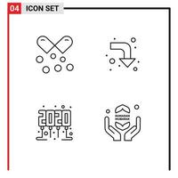Mobile Interface Line Set of 4 Pictograms of oil new year omega capsules reload pray Editable Vector Design Elements
