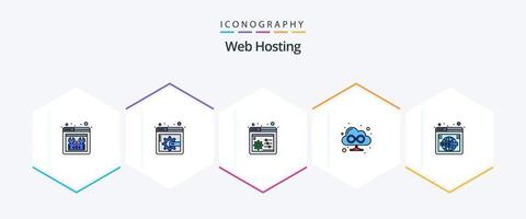 Web Hosting 25 FilledLine icon pack including . wide. settings. web. page vector