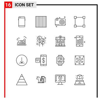 Modern Set of 16 Outlines Pictograph of high bullet dad rectangle path Editable Vector Design Elements