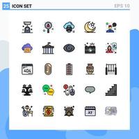 Set of 25 Modern UI Icons Symbols Signs for celebration moon virus cresent printer Editable Vector Design Elements