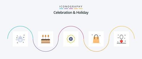 Celebration and Holiday Flat 5 Icon Pack Including holiday. christmas. party. celebration. holiday vector