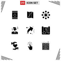 Modern Set of 9 Solid Glyphs and symbols such as man manager pin businessman skin Editable Vector Design Elements