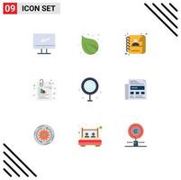 Pack of 9 Modern Flat Colors Signs and Symbols for Web Print Media such as pin files tree document id Editable Vector Design Elements