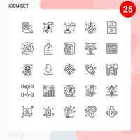 25 iconos creativos signos y símbolos modernos de currículum manos empleado año nudo elementos de diseño vectorial editables vector