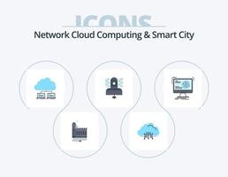 red cloud computing y smart city flat icon pack 5 diseño de iconos. satélite. datos. datos. Internet. red vector