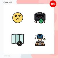 4 Thematic Vector Filledline Flat Colors and Editable Symbols of emoji edit sad case police Editable Vector Design Elements