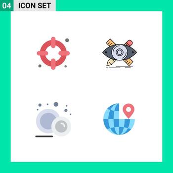 4 Universal Flat Icons Set for Web and Mobile Applications insurance food design sketch plate Editable Vector Design Elements