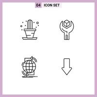 Group of 4 Filledline Flat Colors Signs and Symbols for cactus global config sdk network Editable Vector Design Elements