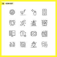 Pictogram Set of 16 Simple Outlines of smartphone mobile shot devices hold Editable Vector Design Elements