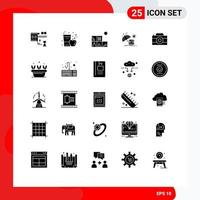 25 User Interface Solid Glyph Pack of modern Signs and Symbols of picture camera home season backpack Editable Vector Design Elements