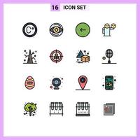 Pack of 16 Modern Flat Color Filled Lines Signs and Symbols for Web Print Media such as thanksgiving healthcare buttons emoji man Editable Creative Vector Design Elements