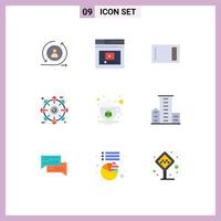 9 Thematic Vector Flat Colors and Editable Symbols of product bundle video external home Editable Vector Design Elements