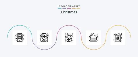Christmas Line 5 Icon Pack Including card. santa. message. hat. santa vector
