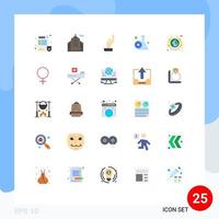 Universal Icon Symbols Group of 25 Modern Flat Colors of geology earth hand community research process Editable Vector Design Elements