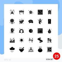 Pictogram Set of 25 Simple Solid Glyphs of clock public bus crown bus halloween Editable Vector Design Elements