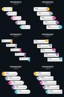 plantilla de diapositiva de presentación del paquete de infografías vectoriales 6 diagramas de ciclo de 5 pasos y líneas de tiempo vector