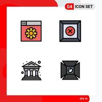 4 Thematic Vector Filledline Flat Colors and Editable Symbols of web focus box school light Editable Vector Design Elements