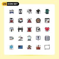 Set of 25 Modern UI Icons Symbols Signs for app percent gain technology funel space Editable Vector Design Elements