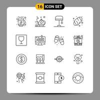 16 Universal Outlines Set for Web and Mobile Applications chart photo lamp food food Editable Vector Design Elements