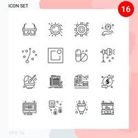 Mobile Interface Outline Set of 16 Pictograms of plan support sunshine question faq Editable Vector Design Elements