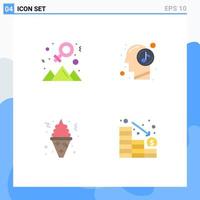 Flat Icon Pack of 4 Universal Symbols of achievement ice cream success music food Editable Vector Design Elements