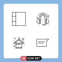 4 User Interface Line Pack of modern Signs and Symbols of grid chat head phone hanger chatting Editable Vector Design Elements