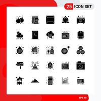 User Interface Pack of 25 Basic Solid Glyphs of death network ok mlm business Editable Vector Design Elements