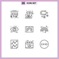 9 Thematic Vector Outlines and Editable Symbols of user web attracting eyes eye Editable Vector Design Elements