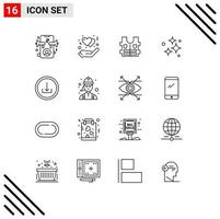 16 Universal Outlines Set for Web and Mobile Applications basic washing jacket wash cleaning Editable Vector Design Elements