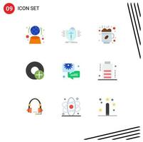 Pack of 9 creative Flat Colors of gadget devices safe computers cup Editable Vector Design Elements