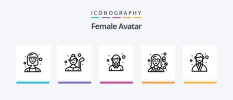 paquete de iconos de línea 5 de avatar femenino que incluye medicina. químico. femenino. alumno. avatar. diseño de iconos creativos vector