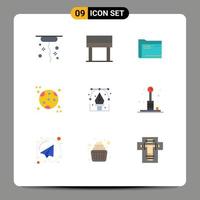 User Interface Pack of 9 Basic Flat Colors of design space computer moon storage Editable Vector Design Elements