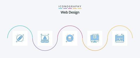 diseño web azul 5 paquete de iconos que incluye diseño. tecnología. gráfico. lista. digital vector