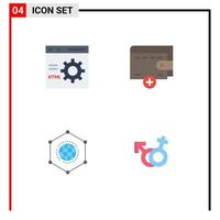 Editable Vector Line Pack of 4 Simple Flat Icons of browser global development new connection Editable Vector Design Elements