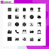 25 User Interface Solid Glyph Pack of modern Signs and Symbols of kit devices document statistics graph Editable Vector Design Elements