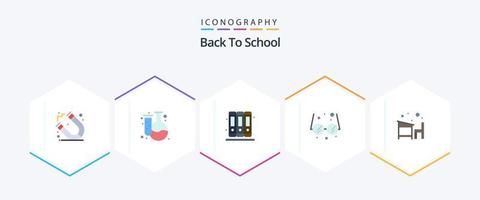 Back To School 25 Flat icon pack including school. education. education. desk. education vector