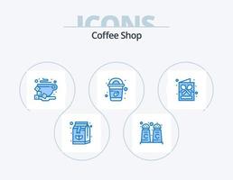 diseño de iconos del paquete de 5 iconos azules de la cafetería. menú. cafetería. café. café. taza vector