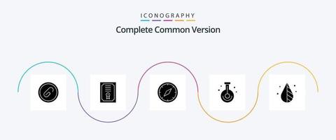 paquete completo de iconos de glifo 5 de versión común que incluye ciencia. laboratorio. Brújula. química. navegación vector