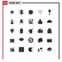 Set of 25 Modern UI Icons Symbols Signs for music instrument movie audio signal Editable Vector Design Elements