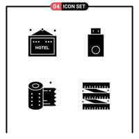 4 iconos creativos signos y símbolos modernos de dispositivos de papel de hotel productos tejidos elementos de diseño vectorial editables vector