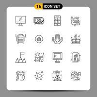 Set of 16 Vector Outlines on Grid for success tax calculator fiancca loan bomb Editable Vector Design Elements