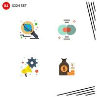 Set of 4 Vector Flat Icons on Grid for astronomy division science biology marketing Editable Vector Design Elements